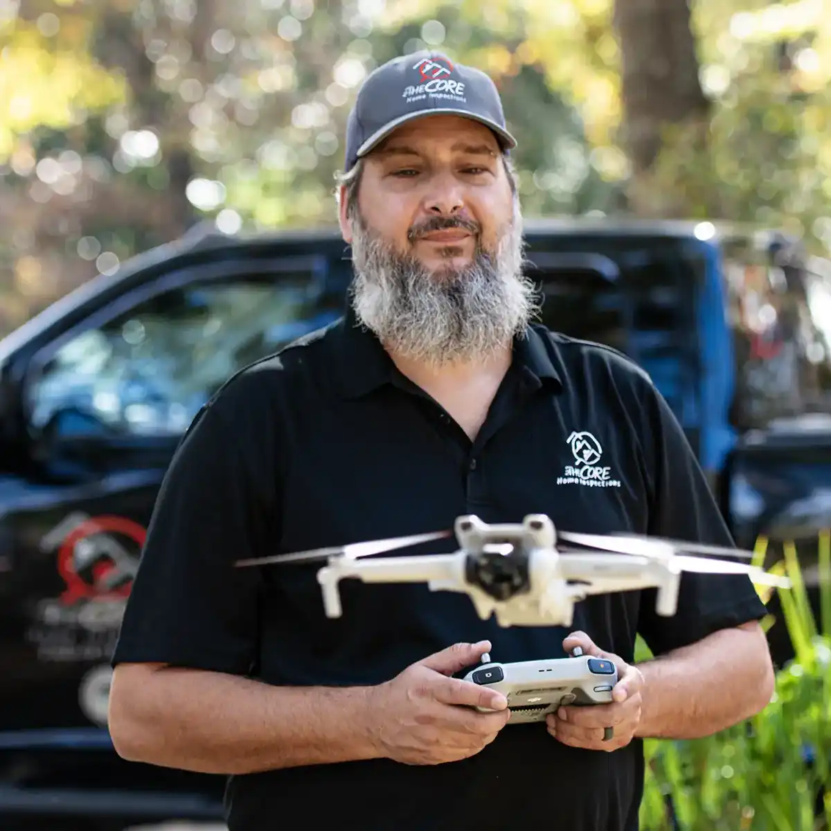 home inspector holding a drone